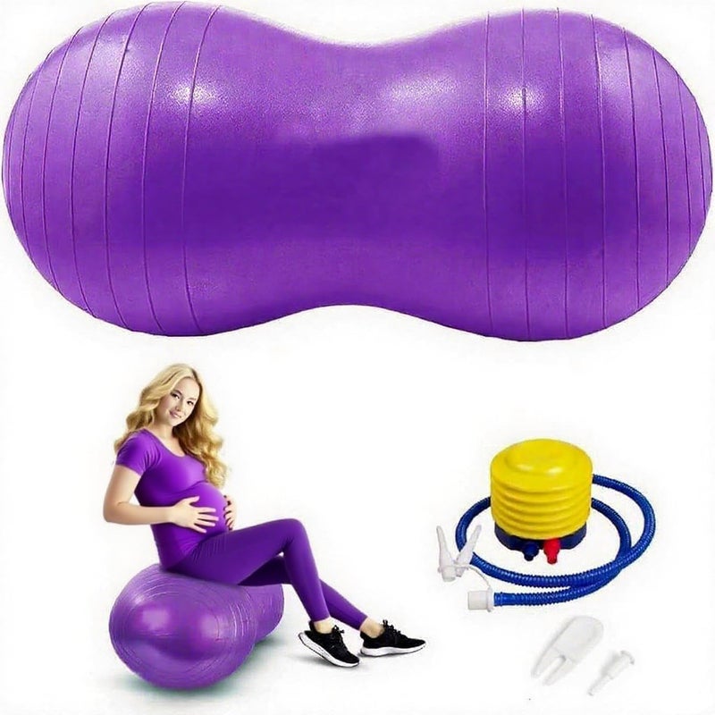 Peziang Exercise Stability Peanut Yoga Ball with Pump, Ball Plug, Used for Kids, Gym, Birthing for Pregnancy - Image 1